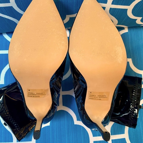 🎥EGO🎥STARLIGHT-E PATIN LEATHER STRETCH STILETTO JEWEL TOE SIDE ZIP ANKLE BOOTS - Picture 6 of 13